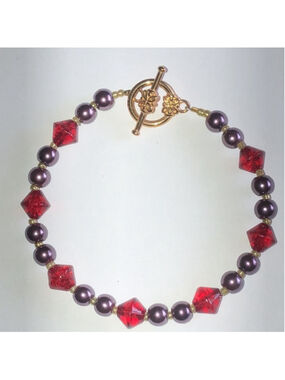 Purple & Red Beaded Boho Bracelet